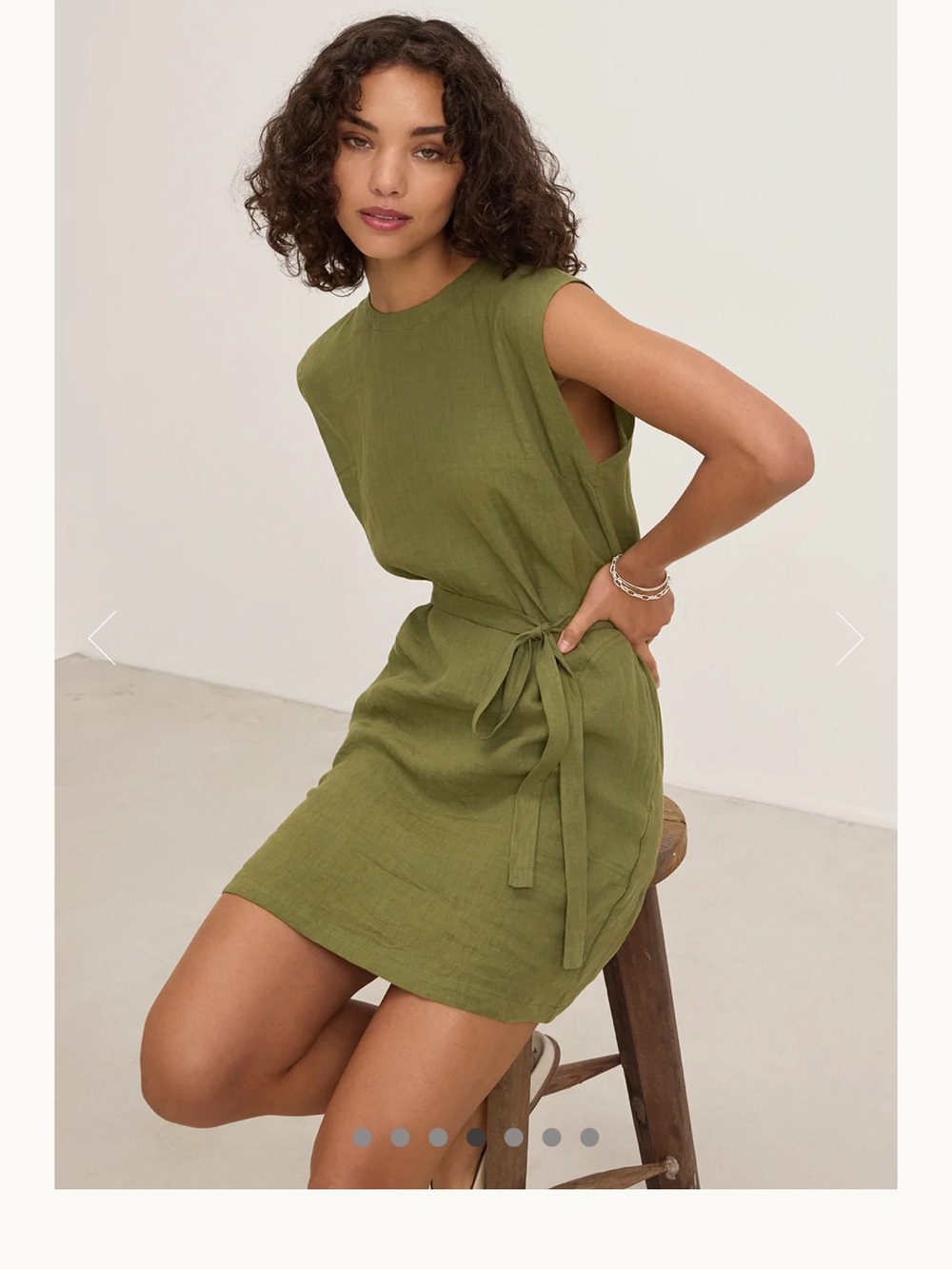 Velvet by Graham & Spencer Olive Green Tie-Waist Mini Dress